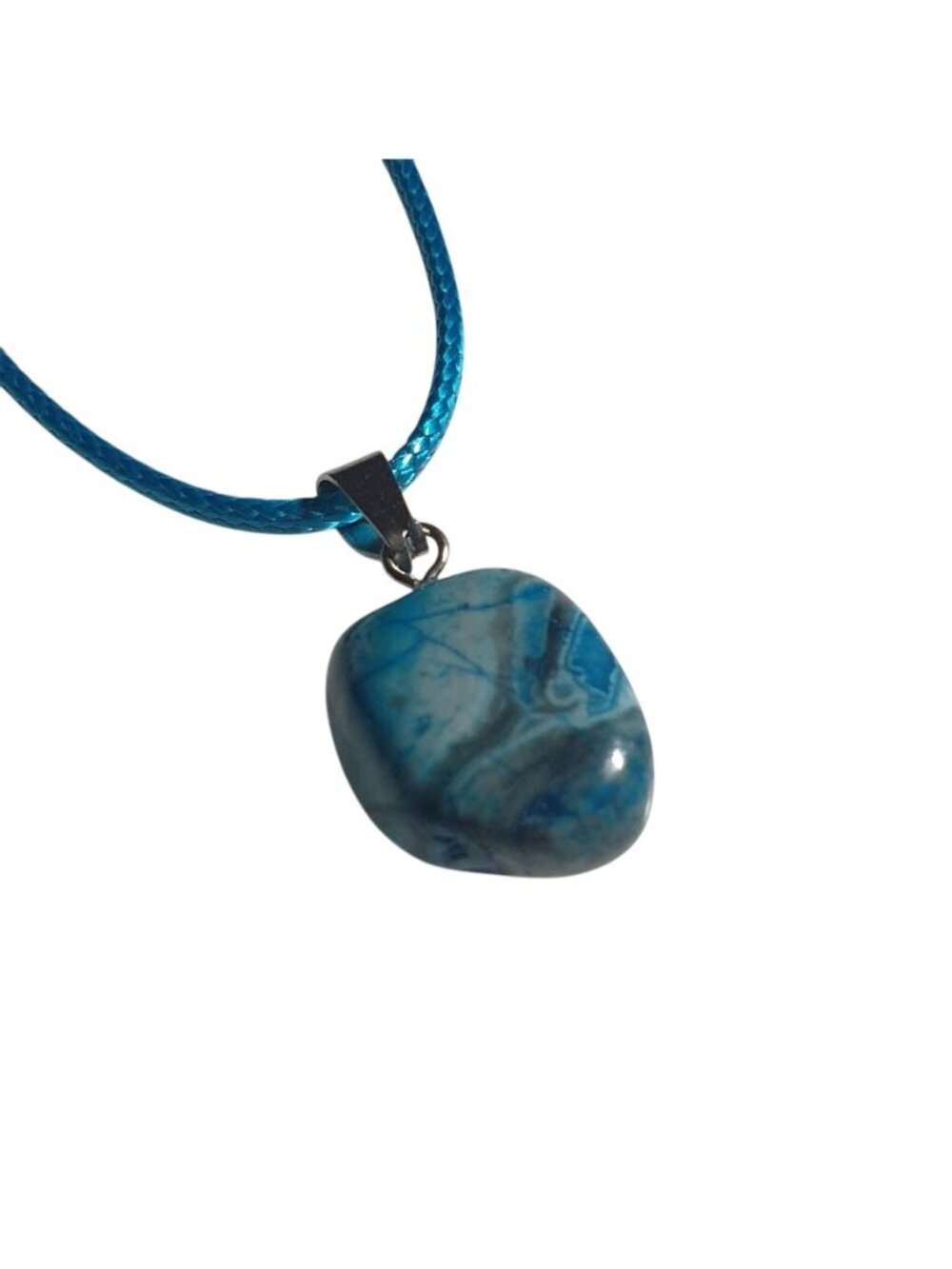 Blue Stone Pendant Necklace Jewelry Accessory Lightweight Natural Boho Teal Gift